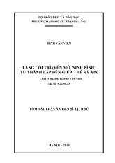 Tóm tắt Luận án Làng Côi trì (Yên mô, Ninh bình) từ thành lập đến giữa thế kỷ XIX