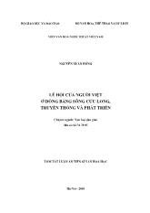 Tóm tắt Luận án Lễ hội của người Việt ở đồng bằng Sông Cửu Long, truyền thống và phát triển