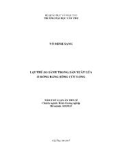 Tóm tắt Luận án Lợi thế so sánh trong sản xuất lúa ở đồng bằng sông Cửu Long