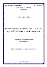 Tóm tắt Luận án Nâng cao hiệu quả cho vay lại vốn ODA tại ngân hàng phát triển Việt Nam