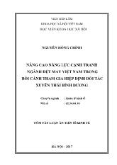 Tóm tắt Luận án Nâng cao năng lực cạnh tranh ngành dệt may Việt Nam trong bối cảnh tham gia hiệp định đối tác xuyên Thái Bình Dương