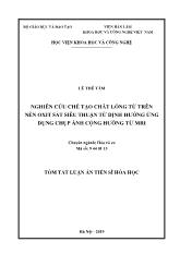 Tóm tắt Luận án Nghiên cứu chế tạo chất lỏng từ trên nền oxit sắt siêu thuận từ định hướng ứng dụng chụp ảnh cộng hưởng từ Mri