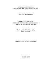 Tóm tắt Luận án Nghiên cứu giải pháp thúc đẩy cổ phần hoá doanh nghiệp nhà nước ở tỉnh Thái Nguyên