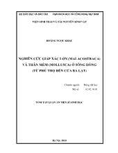 Tóm tắt Luận án Nghiên cứu giáp xác lớn (malacostraca) và thân mềm (mollusca) ở sông Hồng (từ phú thọ đến cửa Ba lạt)
