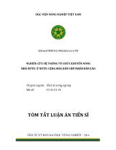 Tóm tắt Luận án Nghiên cứu hệ thống tổ chức khuyến nông nhà nước ở nước Cộng hòa dân chủ nhân dân Lào