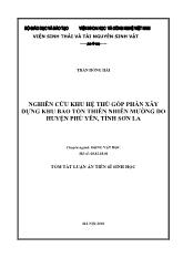 Tóm tắt Luận án Nghiên cứu khu hệ thú góp phần xây dựng khu bảo tồn thiên nhiên Mường do huyện Phù yên, tỉnh Sơn La