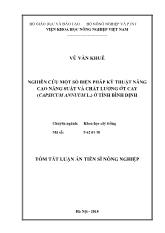 Tóm tắt Luận án Nghiên cứu một số biện pháp kỹ thuật nâng cao năng suất và chất lượng ớt cay (capsicum annuum l.) ở tỉnh Bình Định