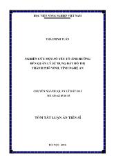 Tóm tắt Luận án Nghiên cứu một số yếu tố ảnh hưởng đến quản lý sử dụng đất đô thị thành phố Vinh, tỉnh Nghệ An