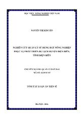 Tóm tắt Luận án Nghiên cứu quản lý sử dụng đất nông nghiệp phục vụ phát triển du lịch huyện Điện biên, tỉnh Điện Biên