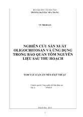 Tóm tắt Luận án Nghiên cứu sản xuất oligochitosan và ứng dụng trong bảo quản tôm nguyên liệu sau thu hoạch