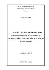 Tóm tắt Luận án Nghiên cứu sấy khô rong nho (Caulerpa lentillifera J. Agardh) bằng phương pháp sấy lạnh kết hợp bức xạ hồng ngoại