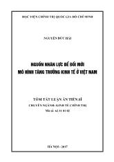 Tóm tắt Luận án Nguồn nhân lực đú đổi mới mô hình tăng trưởng kinh từ ở Việt Nam