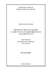 Tóm tắt Luận án Phân tích các nhân tố tác động đến cấu trúc vốn của các doanh nghiệp sản xuất công nghiệp Việt Nam