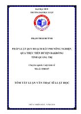 Tóm tắt Luận án Pháp luật quy hoạch đất phi nông nghiệp, qua thực tiễn huyện Đakrông tỉnh Quảng Trị