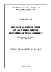 Tóm tắt Luận án Pháp luật về bảo vệ cổ đông thiểu số của Công ty cổ phần ở Việt Nam: Nghiên cứu so sánh với Nhật bản và Hoa Kỳ