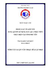 Tóm tắt Luận án Pháp luật về góp vốn bằng quyền sử dụng đẩt, qua thực tiễn thực hiện tại tỉnh Phú Yên