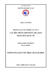 Tóm tắt Luận án Pháp luật về nghĩa vụ của các bên trong hợp đồng mua bán hàng hóa quốc tế