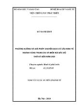 Tóm tắt Luận án Phương hướng và giải pháp chuyển dịch cơ cấu kinh tế ngành vùng trung du và miền núi bắc bộ thời kỳ đến năm 2020