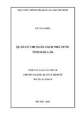 Tóm tắt Luận án Quản lý chi ngân sách nhà nước tỉnh Đắk Lắk