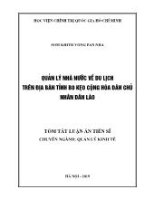 Tóm tắt Luận án Quản lý nhà nước về du lịch trên địa bàn tỉnh Bo kẹo Cộng hòa dân chủ nhân dân Lào