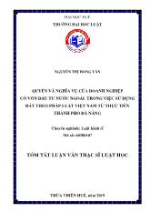 Tóm tắt Luận án Quyền và nghĩa vụ của doanh nghiệp có vốn đầu tư nước ngoài trong việc sử dụng đất theo pháp luật Việt Nam từ thực tiễn thành phố Đà Nẵng