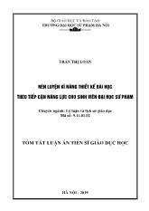 Tóm tắt Luận án Rèn luyện kĩ năng thiết kế bài học theo tiếp cận năng lực cho sinh viên đại học sư phạm