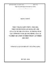 Tóm tắt Luận án Thực trạng kiến thức, thái độ, thực hành nuôi con bằng sữa mẹ của các bà mẹ có con 0 - 25 tháng tuổi tại 3 tỉnh Hà nam, Quảng bình, Lào cai