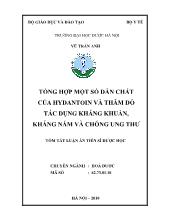 Tóm tắt Luận án Tổng hợp một số dẫn chất của hydantoin và thăm dò tác dụng kháng khuẩn, kháng nấm và chống ung thư