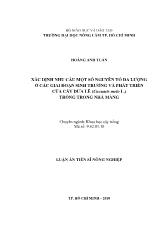 Tóm tắt Luận án Xác định nhu cầu một số nguyên tố đa lượng ở các giai đoạn sinh trưởng và phát triển của cây dưa lê trồng trong nhà màng