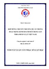 Tóm tắt Luận văn Hợp đồng chuyển nhượng dự án trong hoạt động kinh doanh bất động sản theo pháp luật Việt Nam