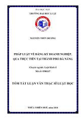 Tóm tắt Luận văn Pháp luật về đăng ký doanh nghiệp, qua thực tiễn tại thành phố Đà Nẵng