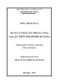 Tóm tắt Luận văn Quản lý thuế giá trị gia tăng tại cục thuế thành phố Đà Nẵng