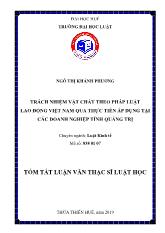 Tóm tắt Luận văn Trách nhiệm vật chất theo pháp luật lao động Việt Nam qua thực tiễn áp dụng tại các doanh nghiệp tỉnh Quảng Trị