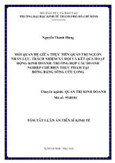 Tóm tắt Mối quan hệ của thực tiễn quản trị nguồn nhân lực, trách nhiệm xã hội và kết quả hoạt động của doanh nghiệp - Trường hợp các doanh nghiệp chế biến thực phẩm