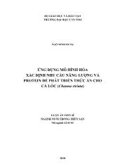 Ứng dụng mô hình hóa xác định nhu cầu năng lượng và protein để phát triển thức ăn cho cá lóc (channa striata)