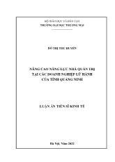 Luận án Nâng cao năng lực nhà quản trị tại các doanh nghiệp lữ hành của tỉnh Quảng Ninh