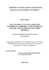 Luận án Sustainable Cultural Heritage Tourism in Cambodia: Case studies of Angkor, Preah Vihear and Sambo Preikuk