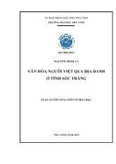 Luận án Ăn hóa người Việt qua địa danh ở tỉnh Sóc Trăng