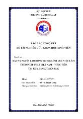 Đề tài Bảo vệ người lao động trong lĩnh vực việc làm theo pháp luật Việt Nam – thực tiễn tại tỉnh Thừa Thiên Huế