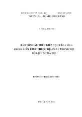 Luận án Bảo tồn cấu trúc kiến tạo của công trình kiến trúc thuộc địa Pháp trong nội đô lịch sử Hà Nội