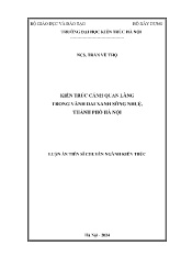 Luận án Kiến trúc cảnh quan làng trong vành đai xanh sông Nhuệ, Thành phố Hà Nội