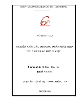 Luận án Nghiên cứu các phương pháp phát hiện tin nhắn rác Tiếng Việt