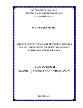 Luận án Nghiên cứu các yếu tố ảnh hưởng đến hiệu quả của hệ thống thông tin quản trị logistics cho doanh nghiệp Việt Nam