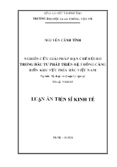 Luận án Nghiên cứu giải pháp hạn chế rủi ro trong đầu tư phát triển hệ thống cảng biển khu vực phía Bắc Việt Nam