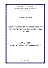 Luận án Nghiên cứu mô hình kiến trúc tổng thể cho các trường Đại học khối Sư phạm Việt Nam