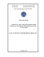 Luận án Nghiên cứu phát triển hệ thống thích nghi giọng nói trong tổng hợp tiếng việt và ứng dụng