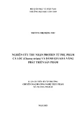 Luận án Nghiên cứu thu nhận protein từ phụ phẩm cá lóc (channa striata) và đánh giá khả năng phát triển sản phẩm