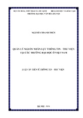 Luận án Nghiên Quản lý nguồn nhân lực thông tin. Thư viện tại các trường Đại học ở Việt Nam