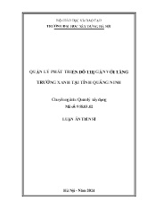 Luận án Quản lý phát triển đô thị gắn với tăng trưởng xanh tại tỉnh Quảng Ninh