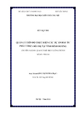 Luận án Quản lý tiến độ thực hiện các dự án đầu tư phát triển đô thị tại tỉnh Bình Dương